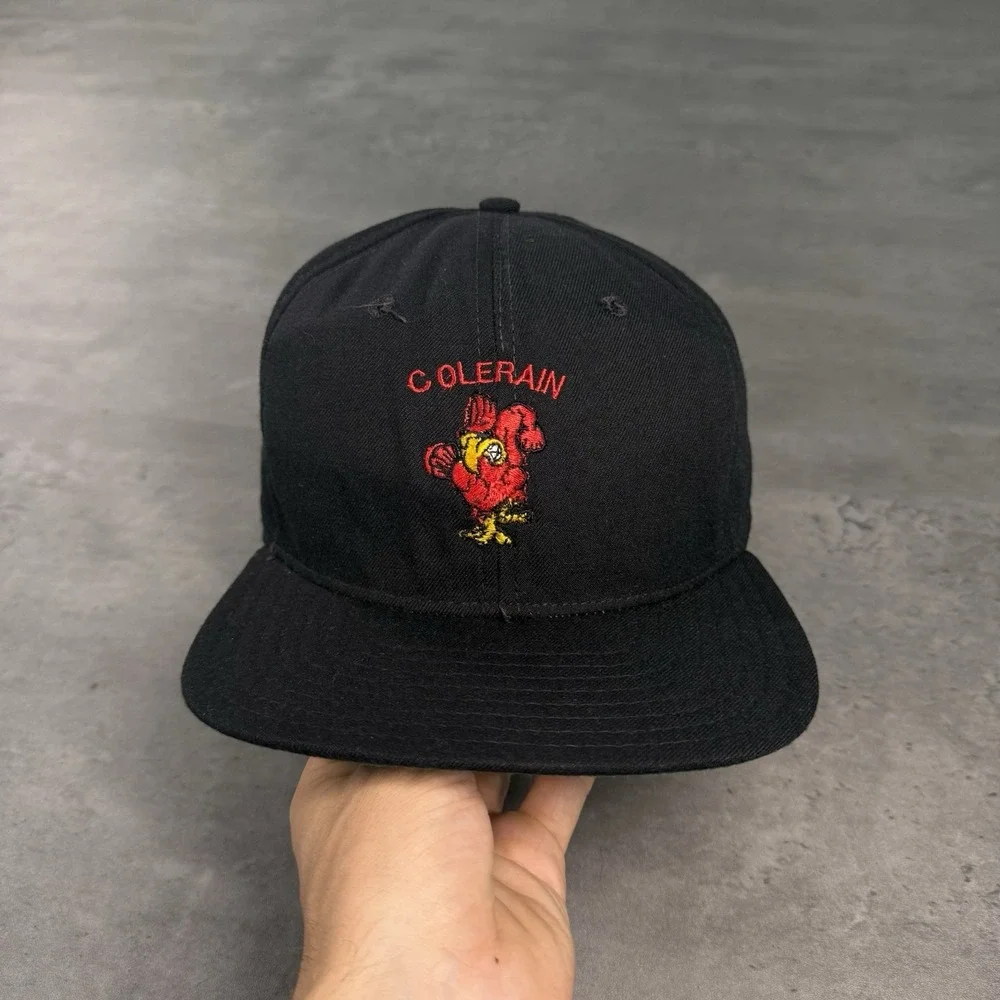 Vintage 70s 80s New Era Snapback Hat Black Red Colerain Cardinals Trucker Cap‎